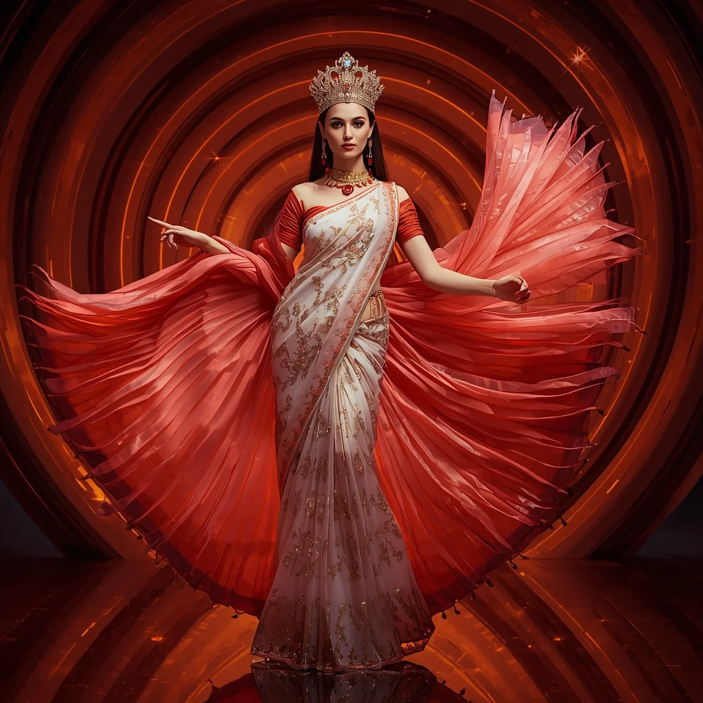 Diamond Ember Omniveil Lotus Festival Saree with Jewel Flame Infinity Crown Zenithara Empire Orbit | Trending Desi Girl Ai Prompt 2026 - Girl Prompt