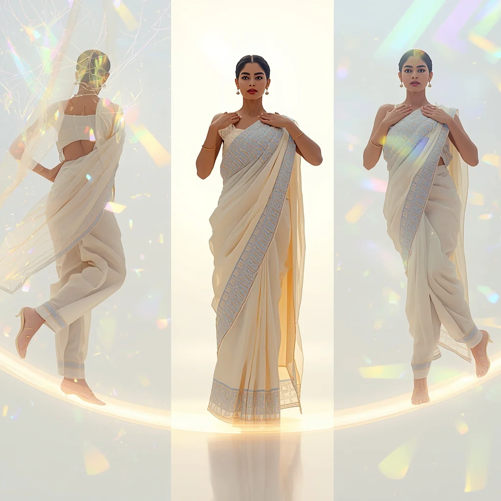 Festival Fancy Saree Piezoelectric Light-Emitting Border | Prompt Seen Trending Girl 2026 - Girl Prompt