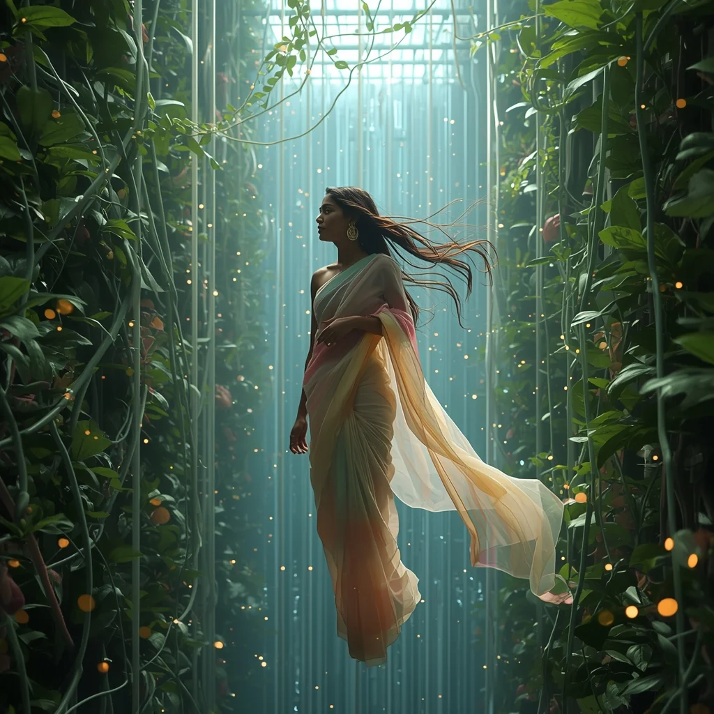Festive Pastel Saree Advanced Bio-Architectural Living Wall Matrix Collage Premium Cinematic | Saree Prompt For Instagram - Premium Art AI Image Prompt