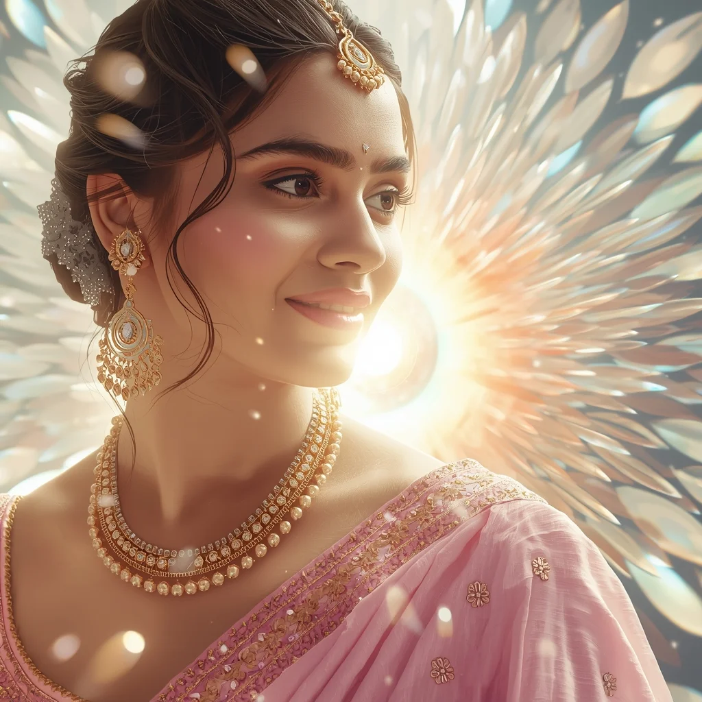 Festive Pastel Saree Eternal Light Bloom Collage | Infinite Radiance Luxury Prompt | Beautiful Saree Girl Ai Prompt Cinematic - Girl Prompt
