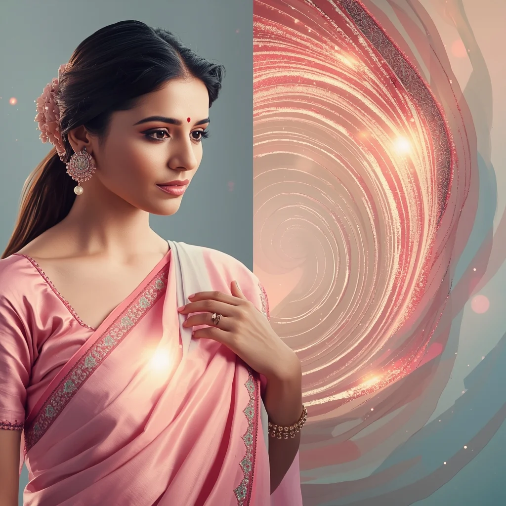 Festive Pastel Saree Hypnotic Mesmerizing Ripple Vortex Collage | Magnetic Core Prompt | Saree Dp Ai Prompt - Girl Prompt