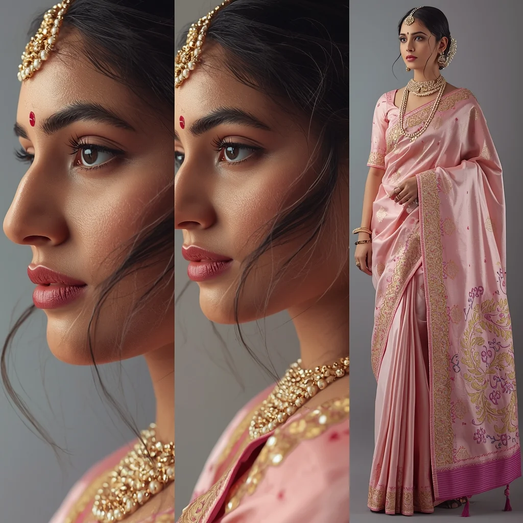 Festive Pastel Saree Infinite Micro-Detail Universe Collage | Hyper Depth Premium Prompt | Gemini Saree Ai Photo Prompt - Girl Prompt