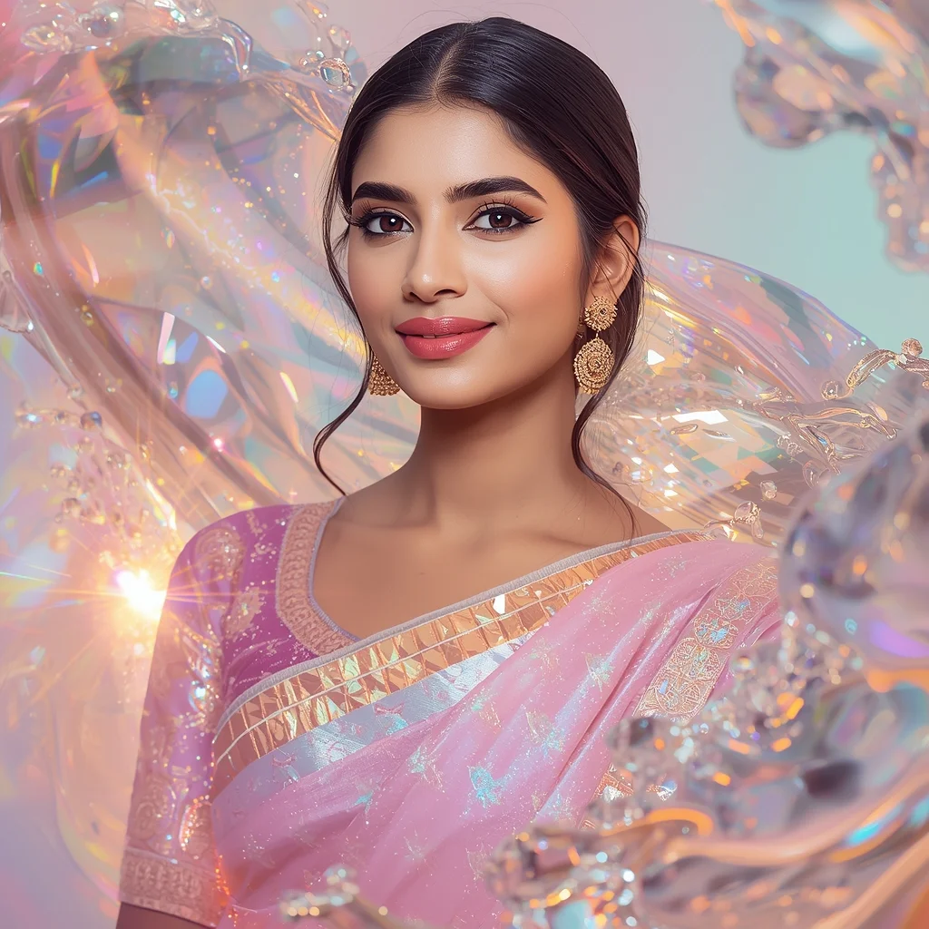 Festive Pastel Saree Liquid Diamond Flow Collage Luxury Cinematic | Chatgpt Prompt Examples - Girl Prompt