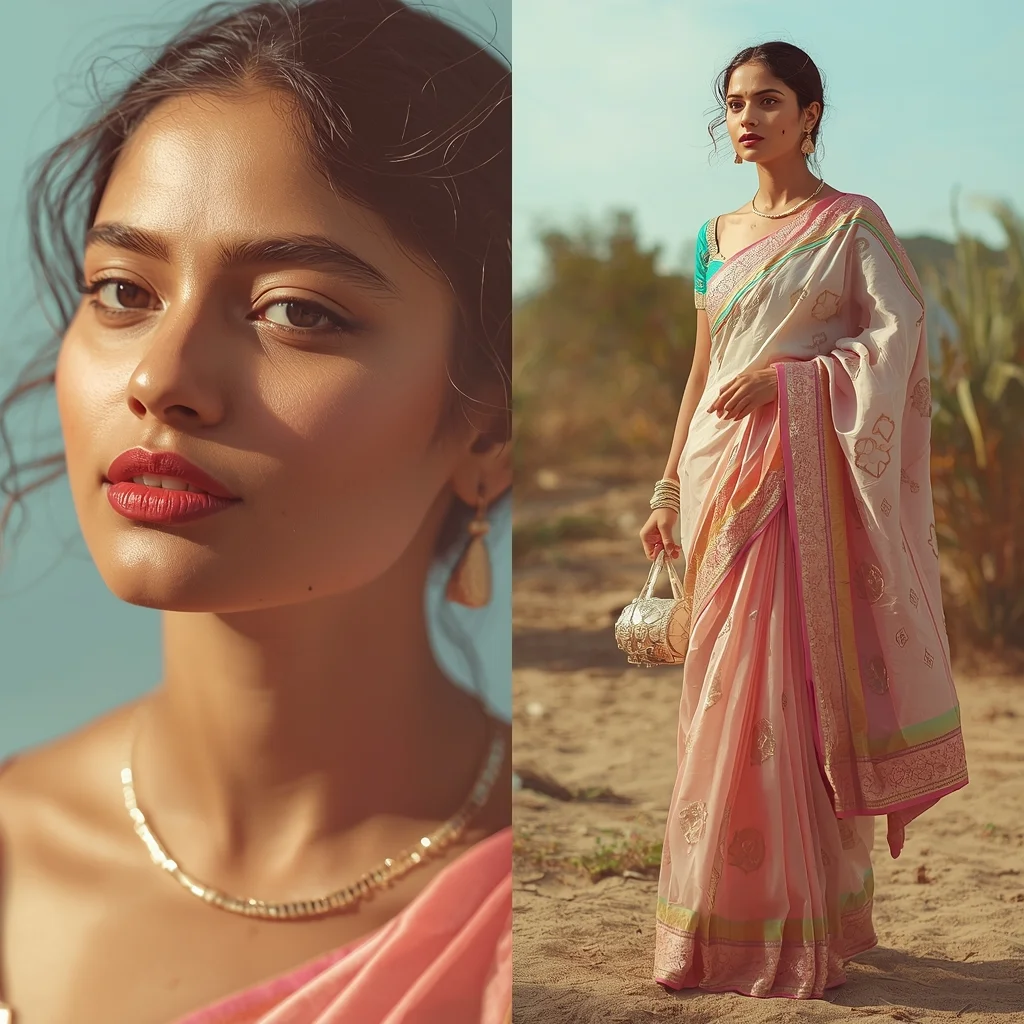 Festive Pastel Saree Meaning Emerges After Experience Collage | Post-Perception Luxury Prompt | Indian Saree Ai Prompt - Girl Prompt