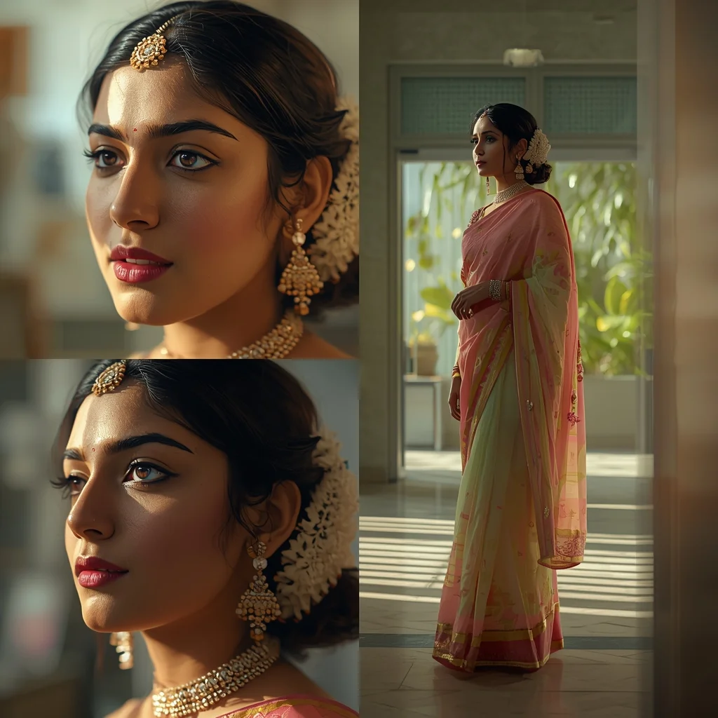Festive Pastel Saree Observer Becomes Observed Collage | Role Reversal Luxury Prompt | Indian Bride Saree Ai Prompt - Girl Prompt