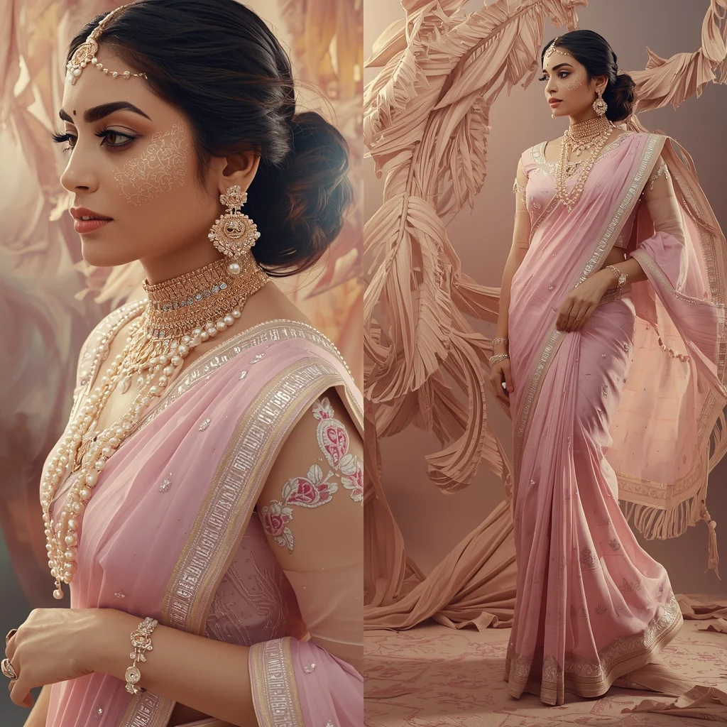 Festive Pastel Saree Reality Chooses Its Form Collage | Autonomous Selection Luxury Prompt | Saree Prompt For Women - Girl Prompt