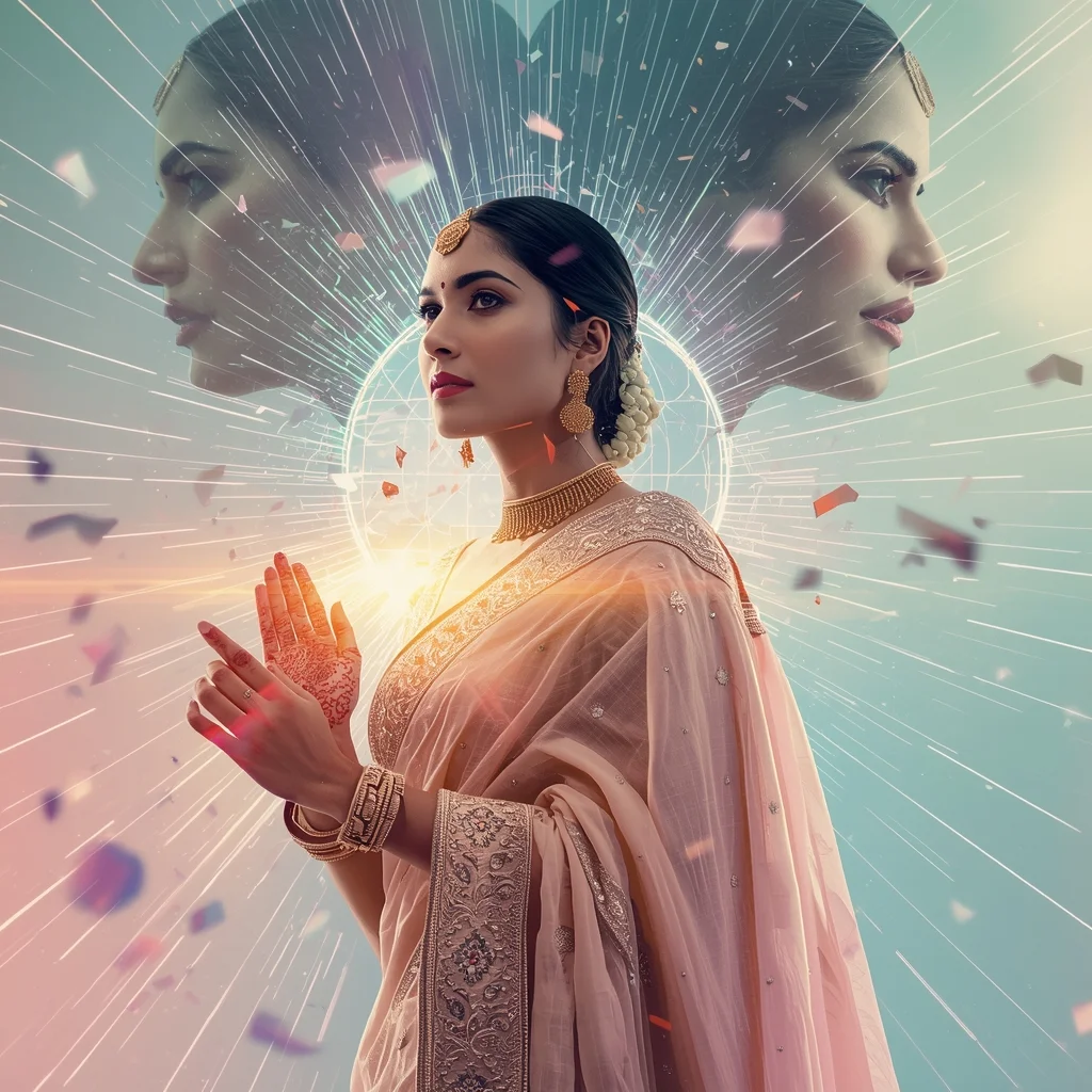 Festive Pastel Saree Supreme Quantum Magnetic Grid Tornado Collage | Hyper Advanced Prompt | Saree Ai Prompt Copy Paste For Gemini - Girl Prompt