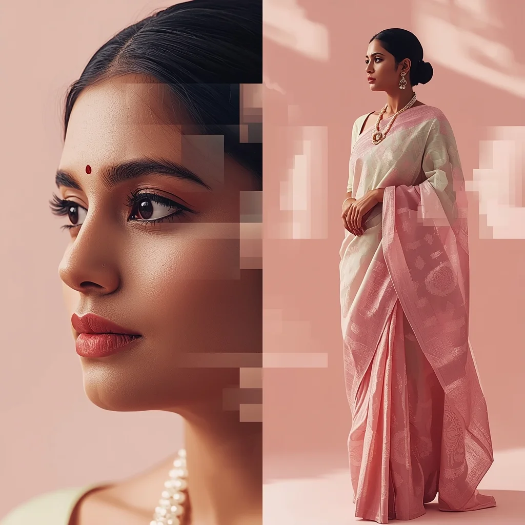 Festive Pastel Saree Time Creates Itself Collage | Self-Generating Sequence Luxury Prompt | Saree Traditional Ai Prompt Indian Culture - Girl Prompt