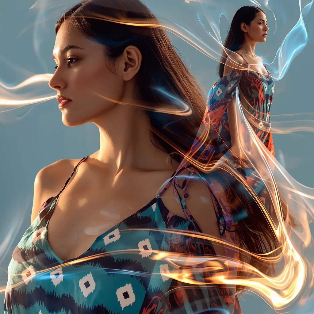 Liquid Light Motion And Ikat Weave Slip Dress | Command Prompt - Girl Prompt