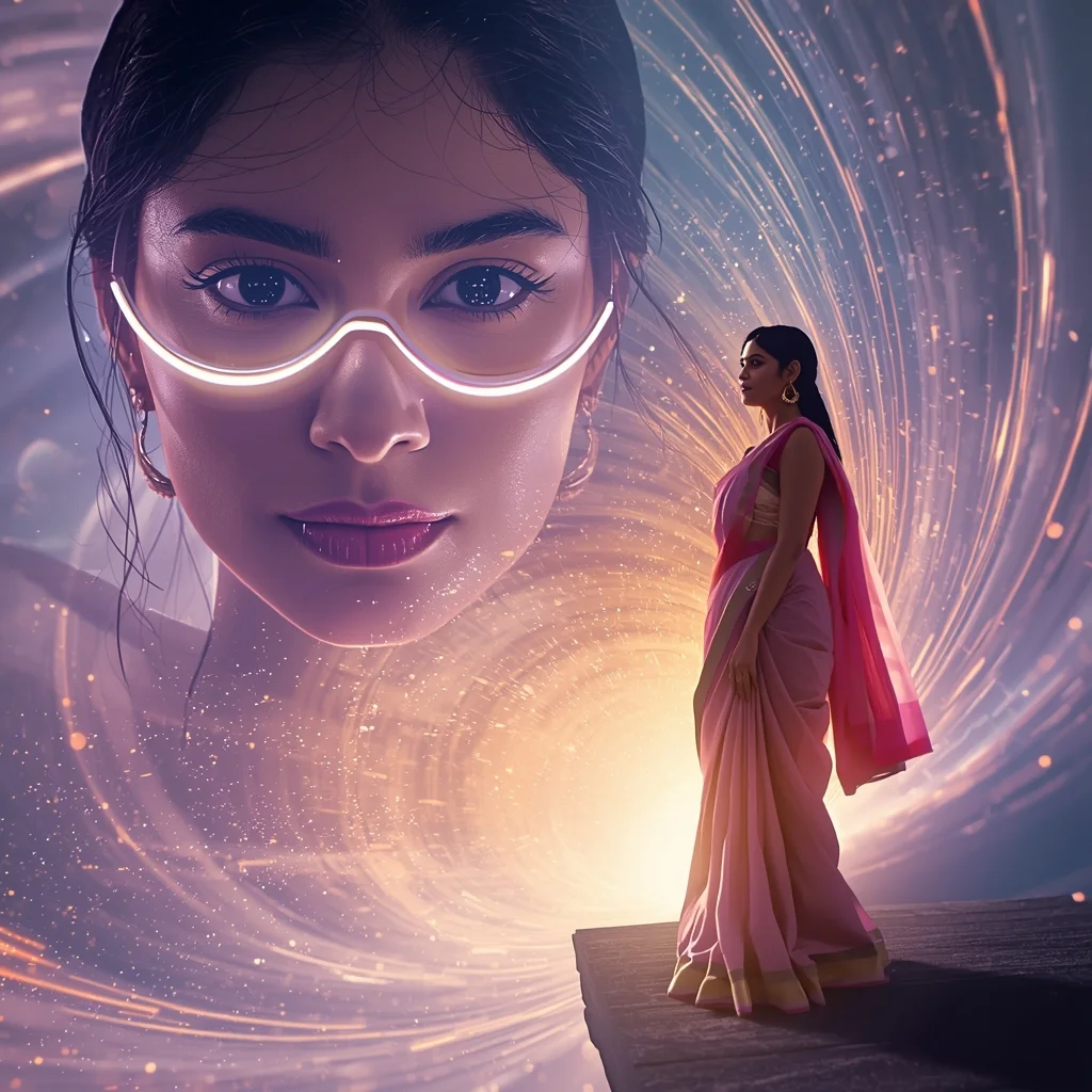 Pastel Saree Hyper Cosmic Event Horizon Light Implosion Core Cinematic Viral Prompt | Saree Selfie Ai Prompt - Girl Prompt
