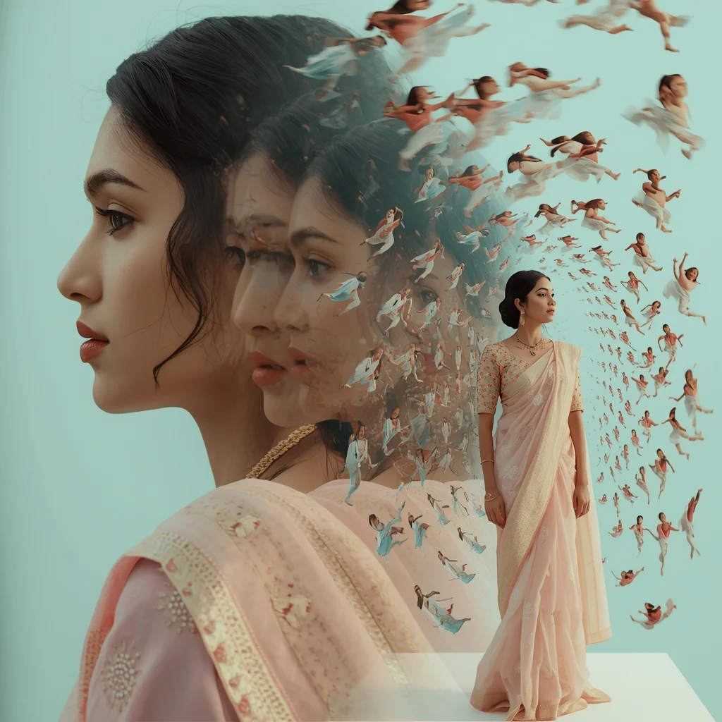 Pastel Saree Hyper Time Recursive Echo Loop Fragment Collapse Cinematic Viral Prompt | Saree Reel Ai Prompt - Girl Prompt