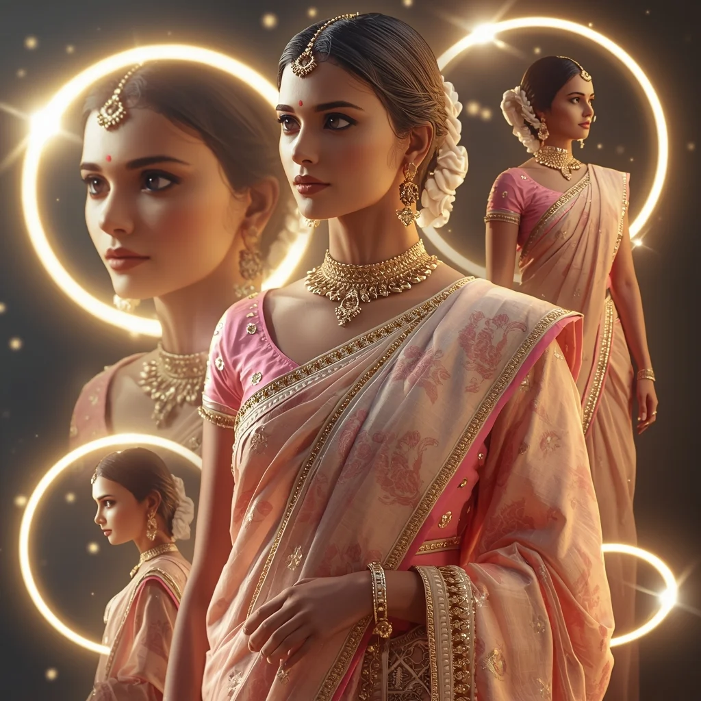 Top Viral AI Prompt Indian Girl Pastel Saree 3D Celestial Ring Orbit | Chatgpt Photo Editing Prompts Text - Girl Prompt